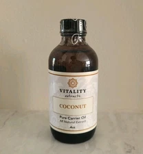 Vitality Extracts COCONUT Pure Carrier Oil - 4 oz - Fractionated No Dropper 