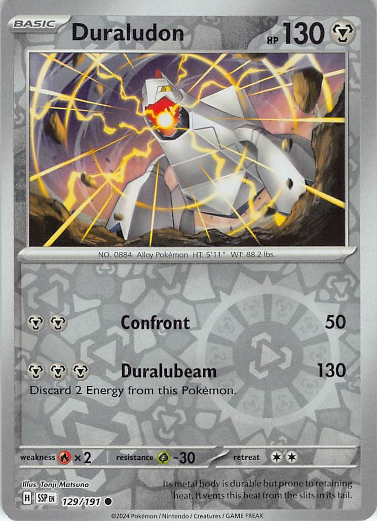 Duraludon 129/191 Common Surging Sparks Pokemon Reverse Holo Near Mint