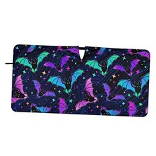 Foldable Car Windshield Sun Shade Dark Bluearble Bats Windshield M Skull 09