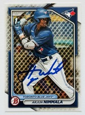 ARJUN NIMMALA Toronto Blue Jays Autographed 2024 1st Bowman Card #BP-142 COA