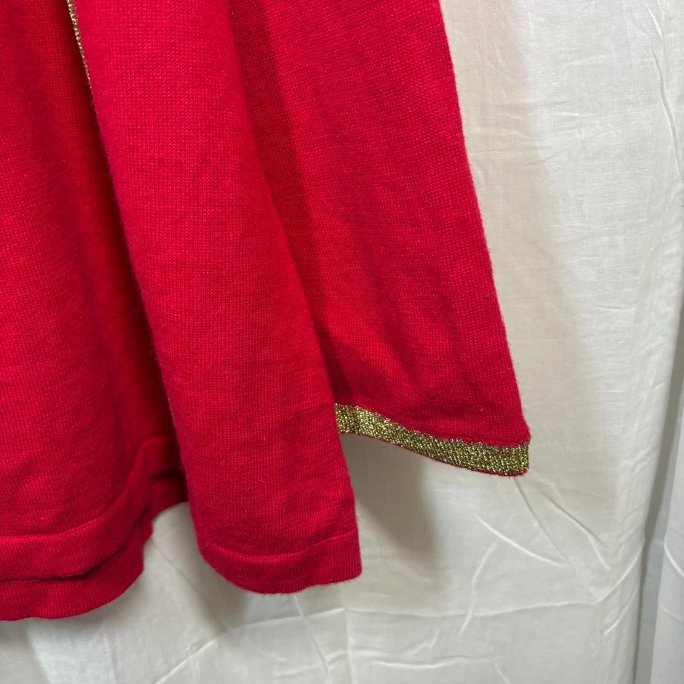 Quacker Factory Red & Metallic Gold Christmas Tree Sweater Size 2X Beaded Detail - Image 4 of 4