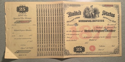 US 1875-1880 Internal Revenue Special Tax Stamp Sheets (5) - Picture 4 of 5
