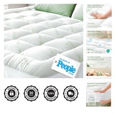 Queen Size Bamboo Mattress Topper - Ultra Soft Cooling Pad for Comfortable Sleep