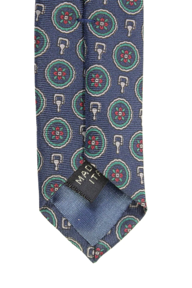 Lanvin Men's Classic Silk Printed Neck Tie Navy Blue One Size - Image 3 of 4