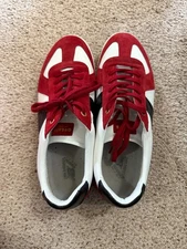 Men's GREATS Red Suede THE GAT Retro Inspired Low Leather Casual Sneakers (11.5)
