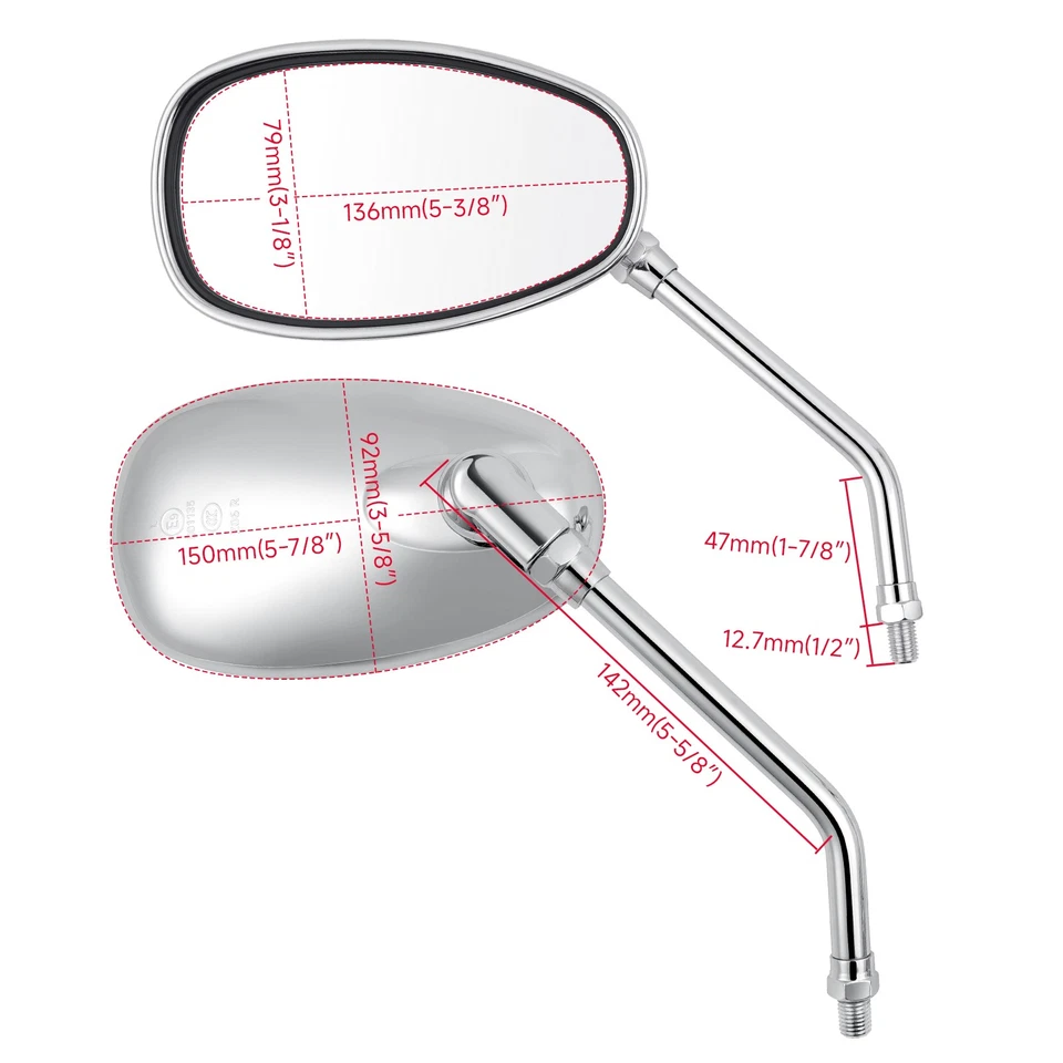 Espejos retrovisores cromados para moto de 10 mm para Victory Ness Magnum Cross Country Foto 2 de 4