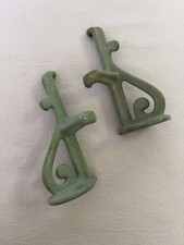 Pair Of Vintage/Antique Cast-Iron Green Porcelain Enamel Shelf Brackets