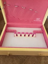 1847 Rogers Brothers vintage 1950s blonde wood silverware chest with pink lining
