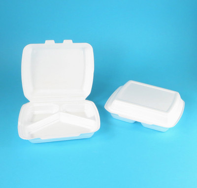 250 Menüboxen Lunchbox Außerhaus Imbiss Klappbox weiß XPS 3-geteilt 24x20x8cm