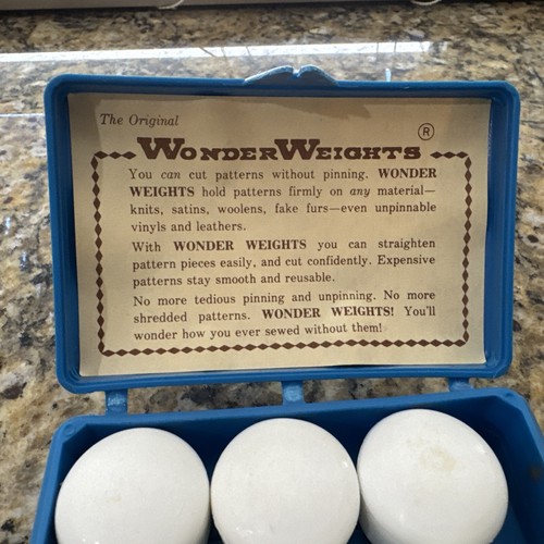 Original WONDER WEIGHTS 6pc Set Box Hold Pattern & Unpinnable Materials Sewing - Picture 3 of 4