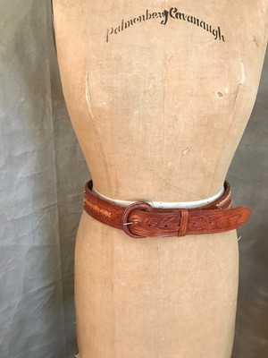 HAND TOOLED LEATHER BELT Alatorre Mexico Country Western  display picture 2