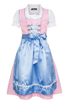 Ramona Lippert  Kinderdirndl Mia - Dirndl rosa weiß kariert mit Bluse