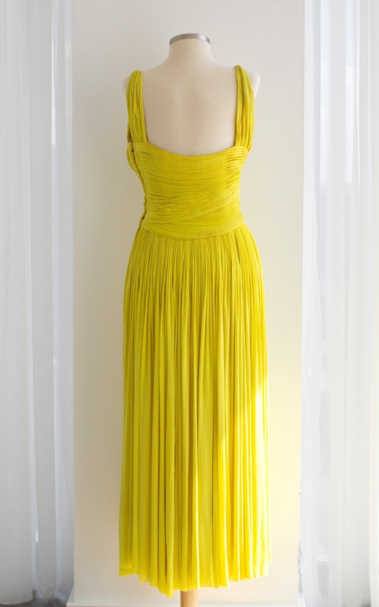 Madame Grs Haute Couture 1956 Pleated Chartreuse Yellow Jersey Hellenic  Gown | eBay