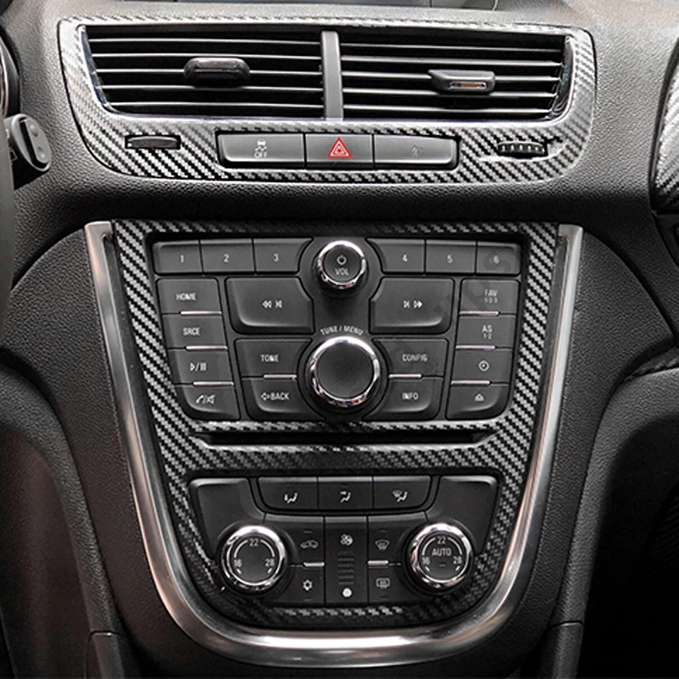 Cubierta de control de CD de aire acondicionado de consola central de fibra de carbono para Buick Encore 2013-2016 Foto 2 de 4