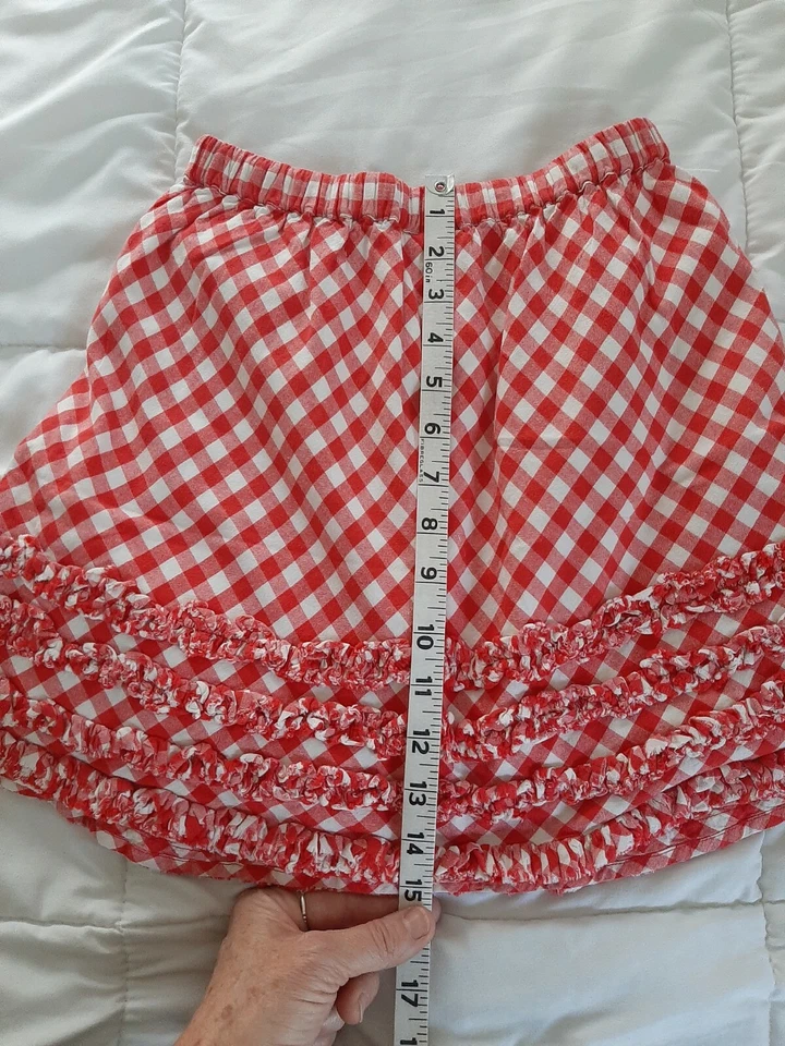 Falda Mini Boden Talla 5-6 Forrada con Volantes Rojo/Blanco Foto 4 de 4