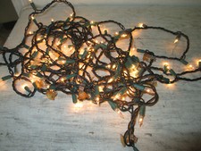 Christmas Lights, String Lights, White Lights Green Wire, 30' Long Unbranded GUC