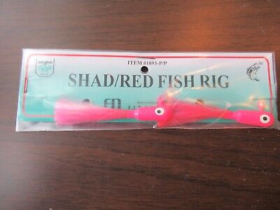 1 REDFISH RED DRUM CHANNEL SPOTTAIL BASS DOUBLE JIG RIG 1/4 OZ PINK JIGS  30LB