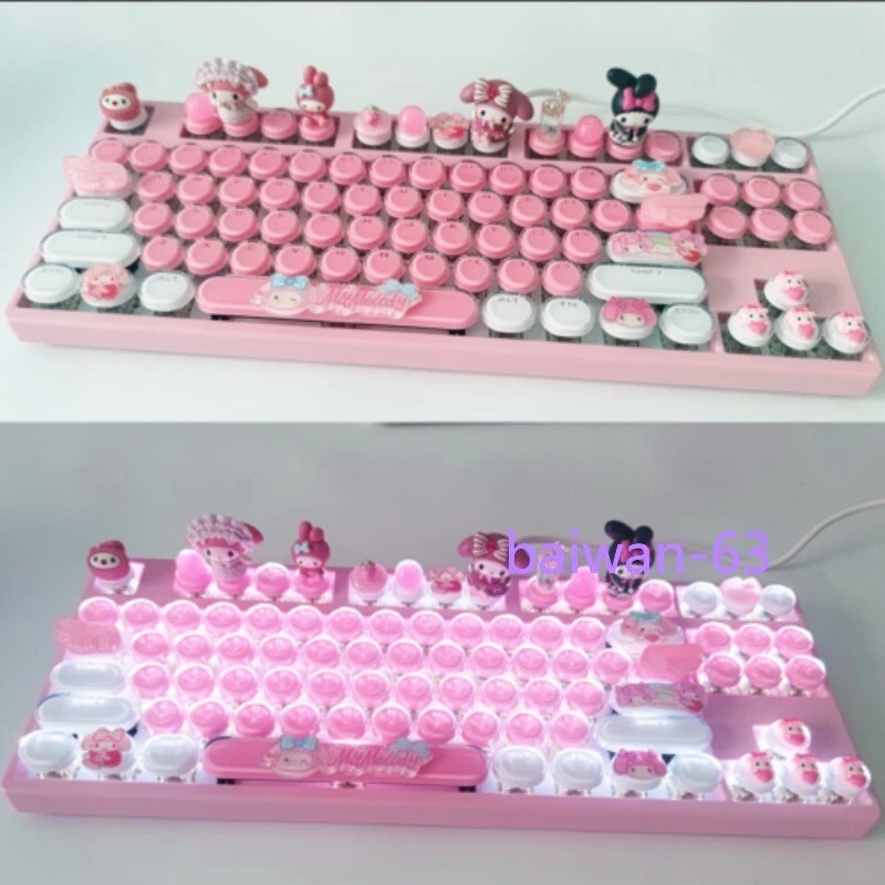 My Melody Cinnamoroll Kuromi Mechanical Keyboard Hot Swap USB Wired 87/104 Keys - Image 3 of 4