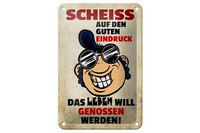 Blechschild Spruch 12X18Cm Scheiß Auf Den Guten Eindruck Deko Schild