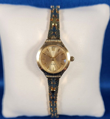 AVON Watch Quartz Crosscut Link Goldtone Sparkle Thin Band Japan NOS 2004