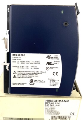 Hirschmann RPS80 EEC Power Supply, 120/240 VAC Input, DIN-Rail Mount,