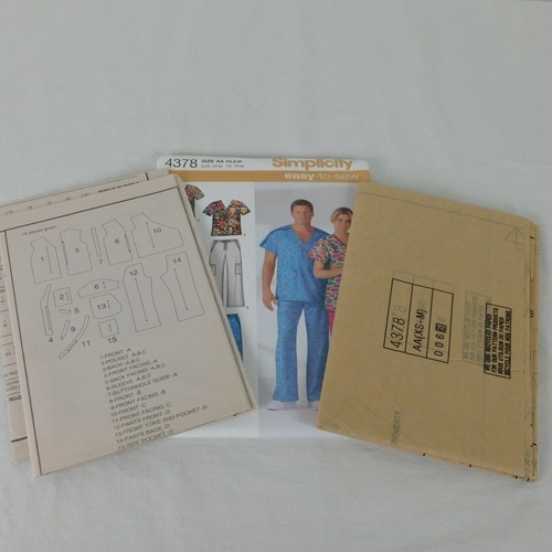 Simplicity 4378 Unisex XS-S-M Scrubs Uniform Top Pants Men Women Sewing Pattern - Picture 3 of 3
