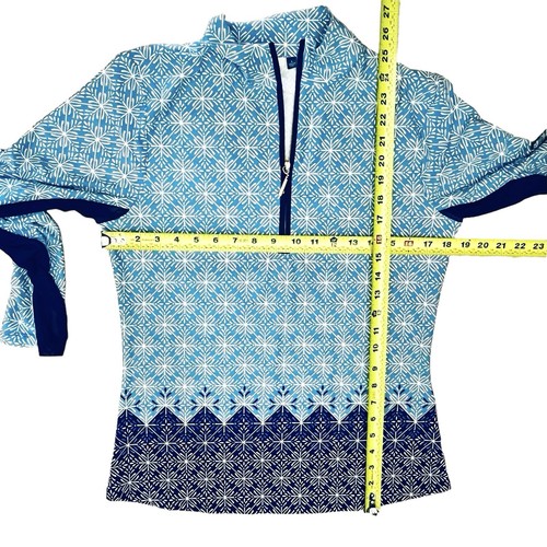 Cabana Life Top Resort Palapa Azul Mosaico Malla/Bajo/Manga Larga 3/4 Cremallera Talla L - Imagen 9 de 12