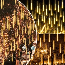 288 LED Warm White Meteor Shower Lights Outdoor Tree String Lights Garden Decor