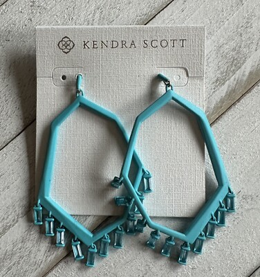 $85 Kendra Scott Thomas Drop Earrings in Matte Aqua, BRAND