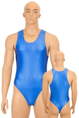 Herren Wetlook Stringbody Boxer Glanz stretch shiny elastisch hauteng Royalblau - Bild 1 von 4