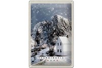 Blechschild Reise 20X30 Cm Skandinawien Schnee Winter Berg Haus Schild Tin Sign