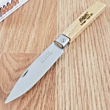 MAM Medium Pocket Folding Knife 3.25" Stainless Steel Blade Beechwood Handle
