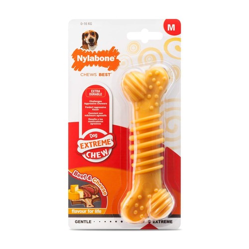 Nylabone Extreme Tough Dog Chew Toy Bone, Durable, Cleans Teeth, Beef