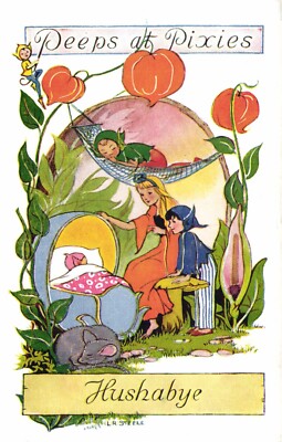 FAIRIES FANTASY PEEPS AT PIXIES HUSHABYE L. R. STEELE, Vintage Postcard (b54461)