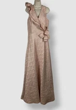 Rickie Freeman For Teri Jon Womens Pink Sleeveless Ruffle Jacquard Gown Dress 16