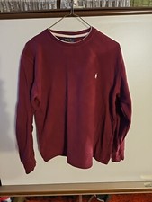 Polo Ralph Lauren Unisex Cable Knit Crew Neck Sweater Maroon 100 Cotton Size M