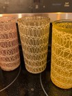 Vintage 4 - 1950s Rubber Spaghetti String Glass Bar Cups Small Juice Size — photo 6