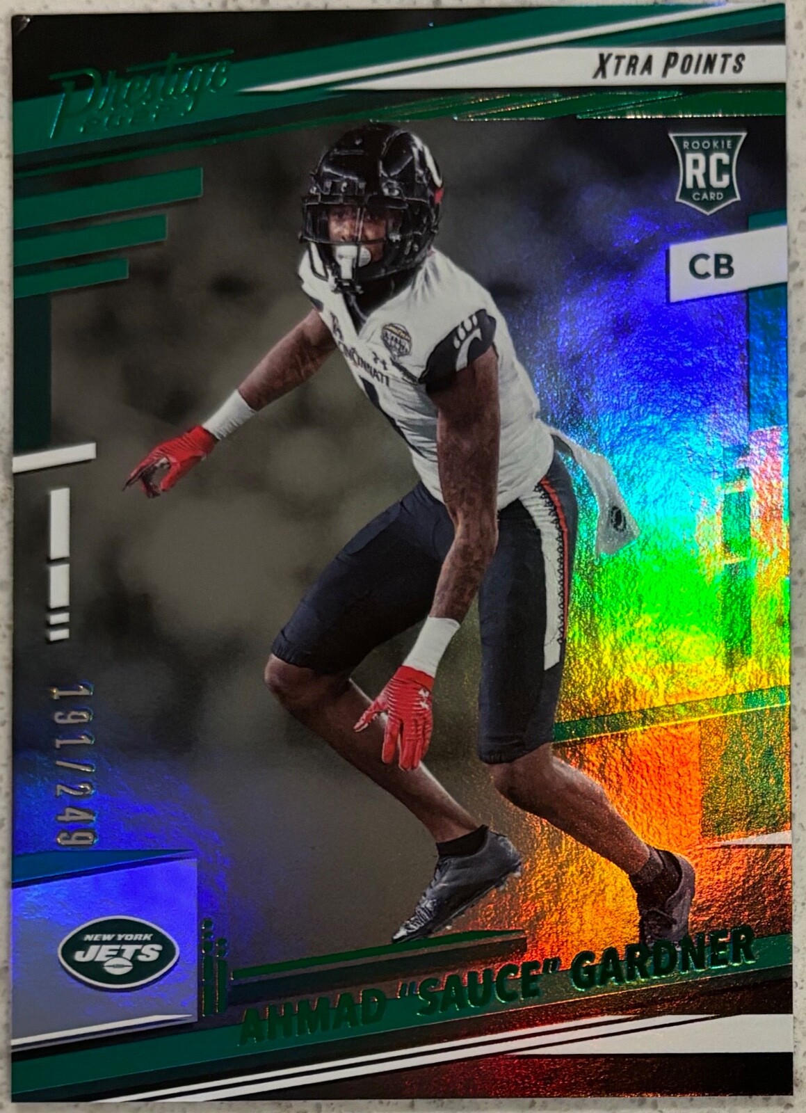 🔥2022 Panini Prestige Xtra Points GREEN #378 Ahmad "Sauce" Gardner #d /249🔥