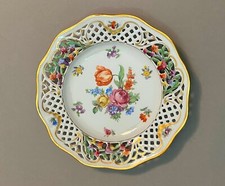 Schumann Bavaria Chateau reticulated Dresden Flowers 7 1/2" plate US Zone