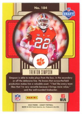 2023 Panini Legacy Trenton Simpson RC Clemson Tigers #184 | eBay