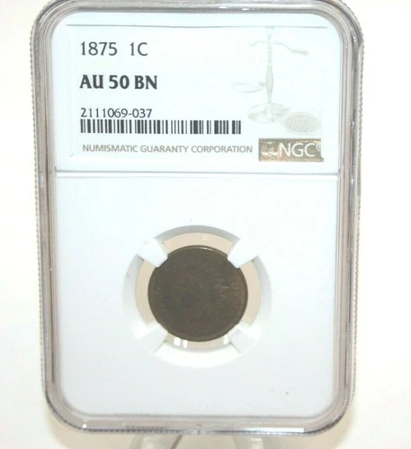 1875 NGC Indian Head Cent AU50 BN  [111WEJ]