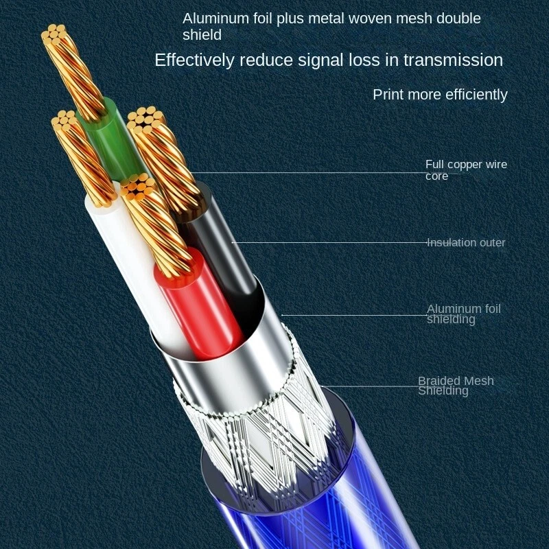 Blue USB 2.0 High Speed Cable Printer Lead A to B Plug 24AWG Lead 1.5m 2m 3m - Image 2 of 4