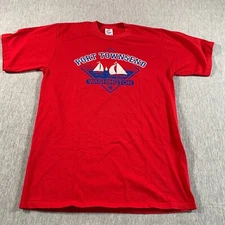 Jerzees T-Shirt Men Large Red Port Townsend Washington Graphic USA Cotton