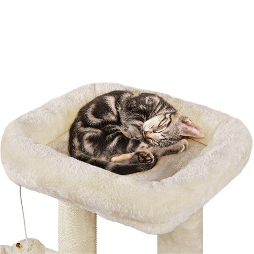 Albero Tiragraffi in Sisal con Cuccia Posatoio Trespolo Gioco Gatti Beige - Foto 6 di 12