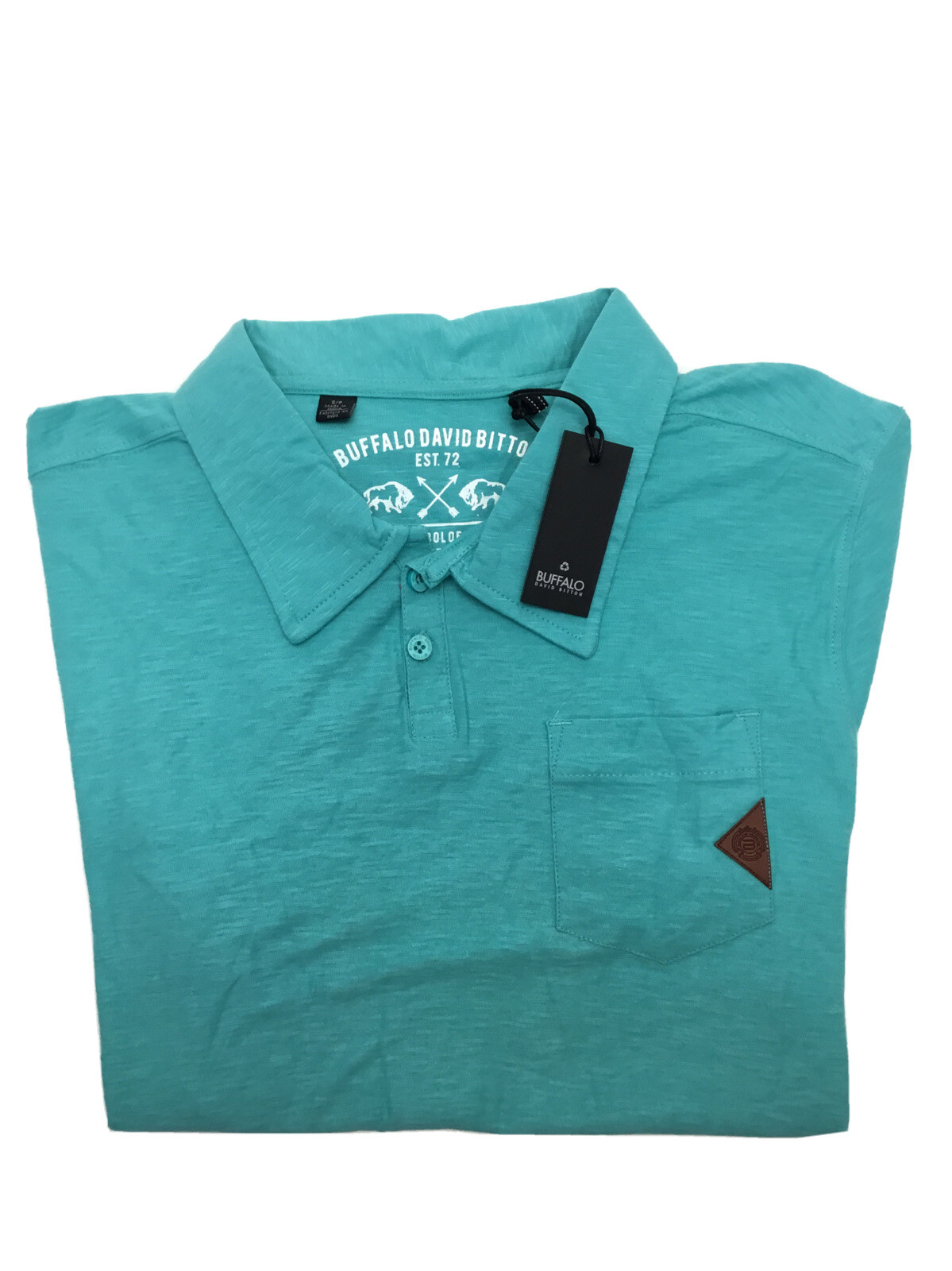 Buffalo by David Bitten, мужская рубашка поло с коротким рукавом, бирюзовый, L