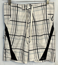 O'Neill Superfreak Men's Size 31 Gray Blue  White Plaid Board Shorts Trunks