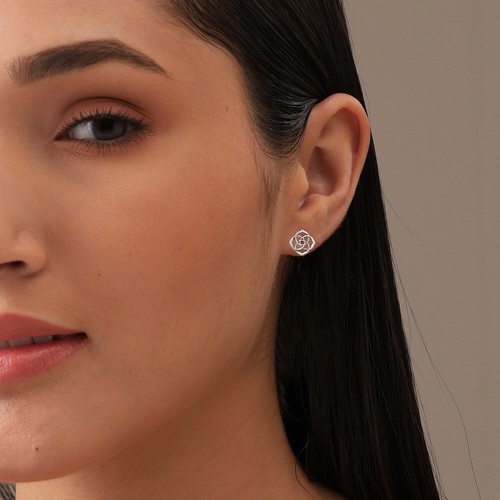 925 Sterling Silver Geometric Knot Interlocking Stud Earring For Women Teen 10mm - Picture 7 of 9