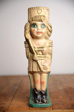 Vintage Marching Band Carnival Chalkware Prize Girl baton Americana 1940s figure