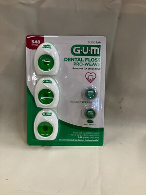 GUM Pro-Weave Dental Floss Mint Waxed 3 Count + 2 Travel Units 548 Yards M3B