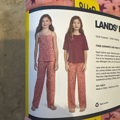 NWT Girl's Lands End Youth 3 Piece Pajama Set Cami Tee Pants Size Small 7/8 - Picture 3 of 3